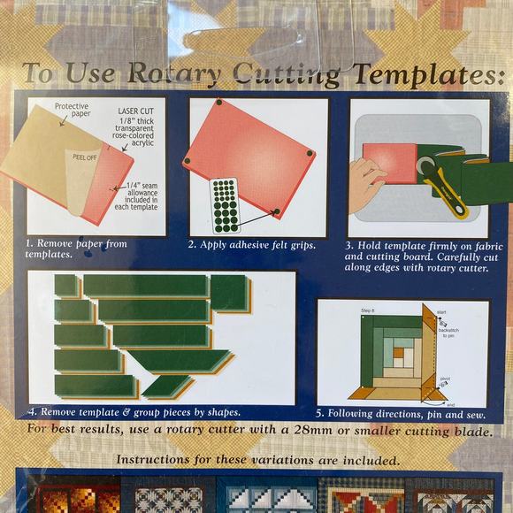 Omnigrid Log Cabin Rotary Cutting Templates Sharlene Jorgenson UNOPENED - Picture 3 of 5